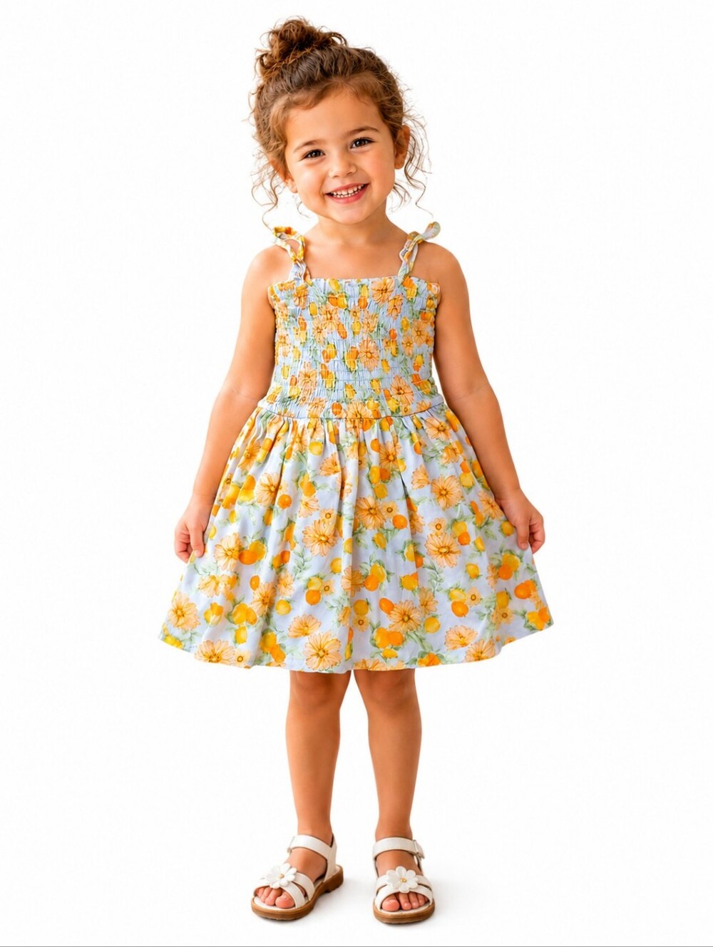 🍋 Vince Camuto Girls 3T Smocked Floral Dress | Lightweight Summer Dress 🍋